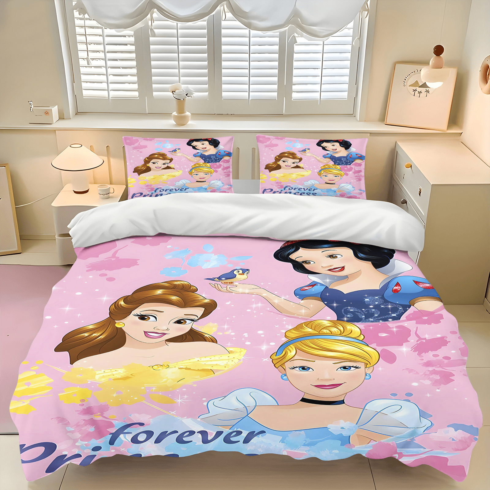 3D Printing Quilting - Princess Cinderella Cartoon Quilt Cover Pink