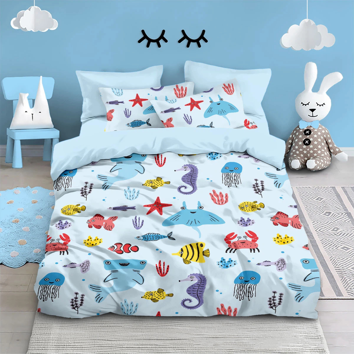 3D Printing Quilting - 3D printed Marine life Bedding set