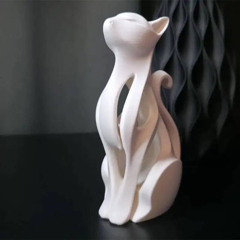 Modern Art Cat Statue 3D Print - 3D Printing Mockup recension och pris