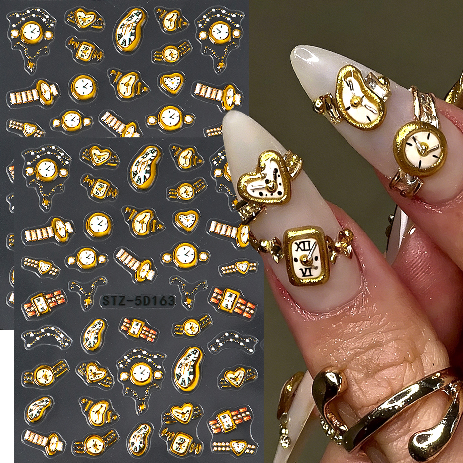 2pcs Gold Clock Nail Stickers  - 3D Printing Watch recension och pris