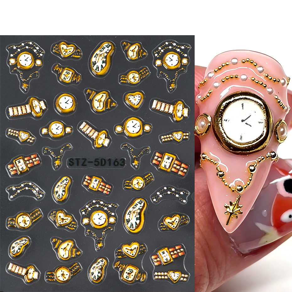 2pcs Gold Clock Nail Stickers  - 3D Printing Watch recension och pris