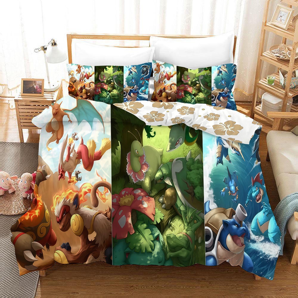 Pokemonzd Bedding Set Anime Pi - 3D Printing Quilting recension och pris