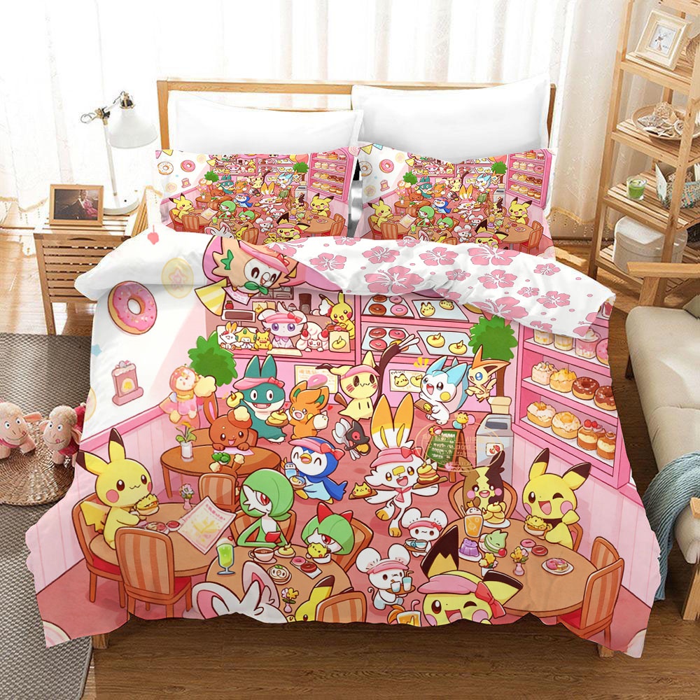 Pokemonzd Bedding Set Anime Pi - 3D Printing Quilting recension och pris