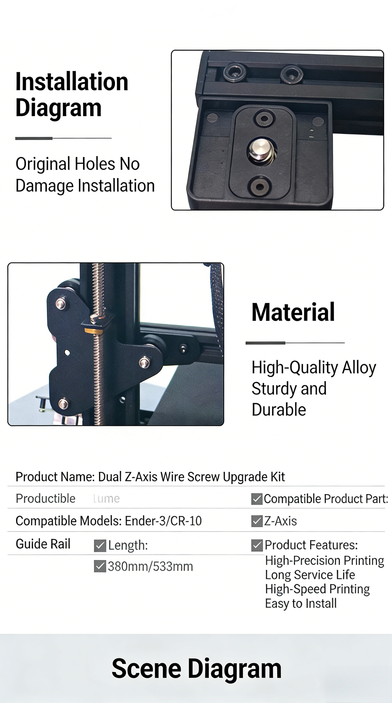 Dual Z-Axis Kit with Lead Scre - Ender 3 Upgrade Kit recension och pris