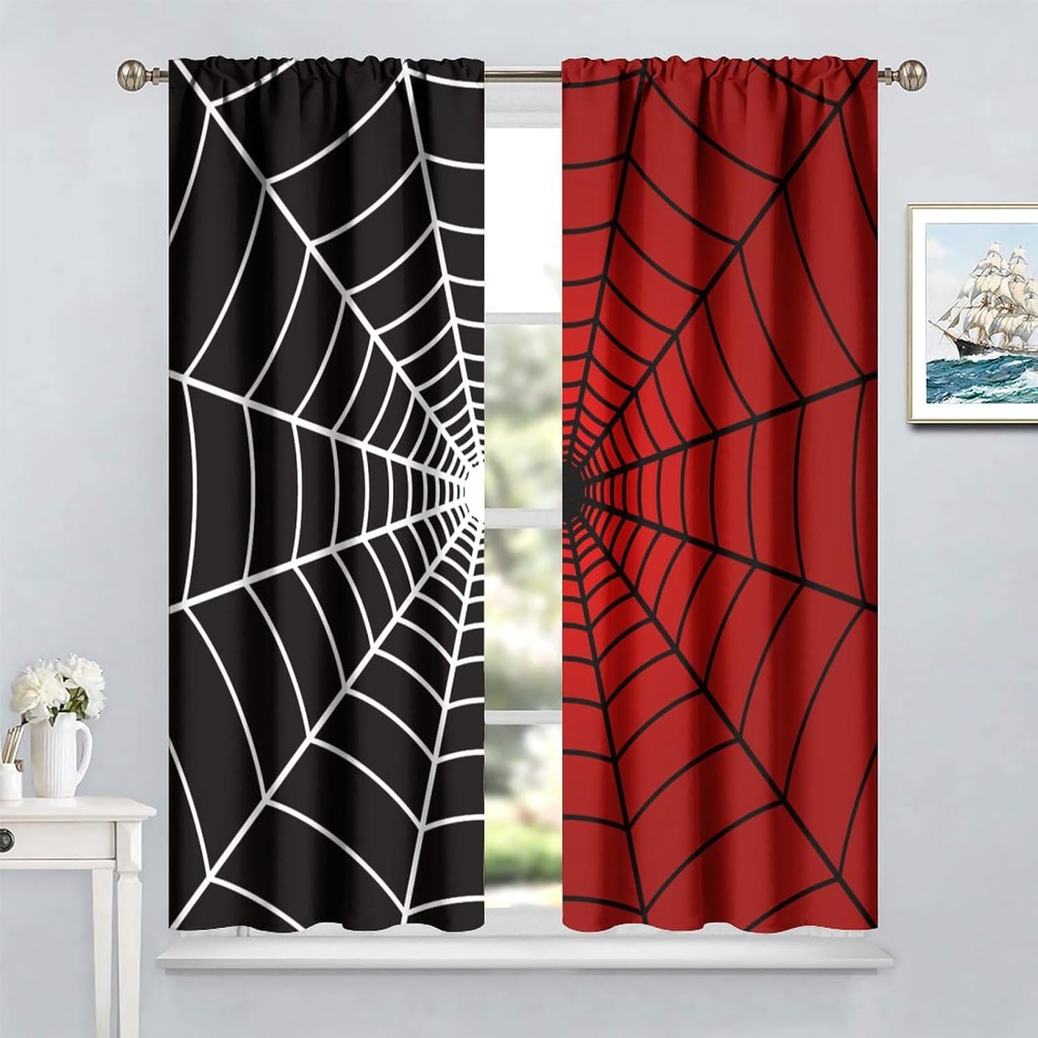 Spider Web Window Curtains, Bl - 3D Printing Web recension och pris