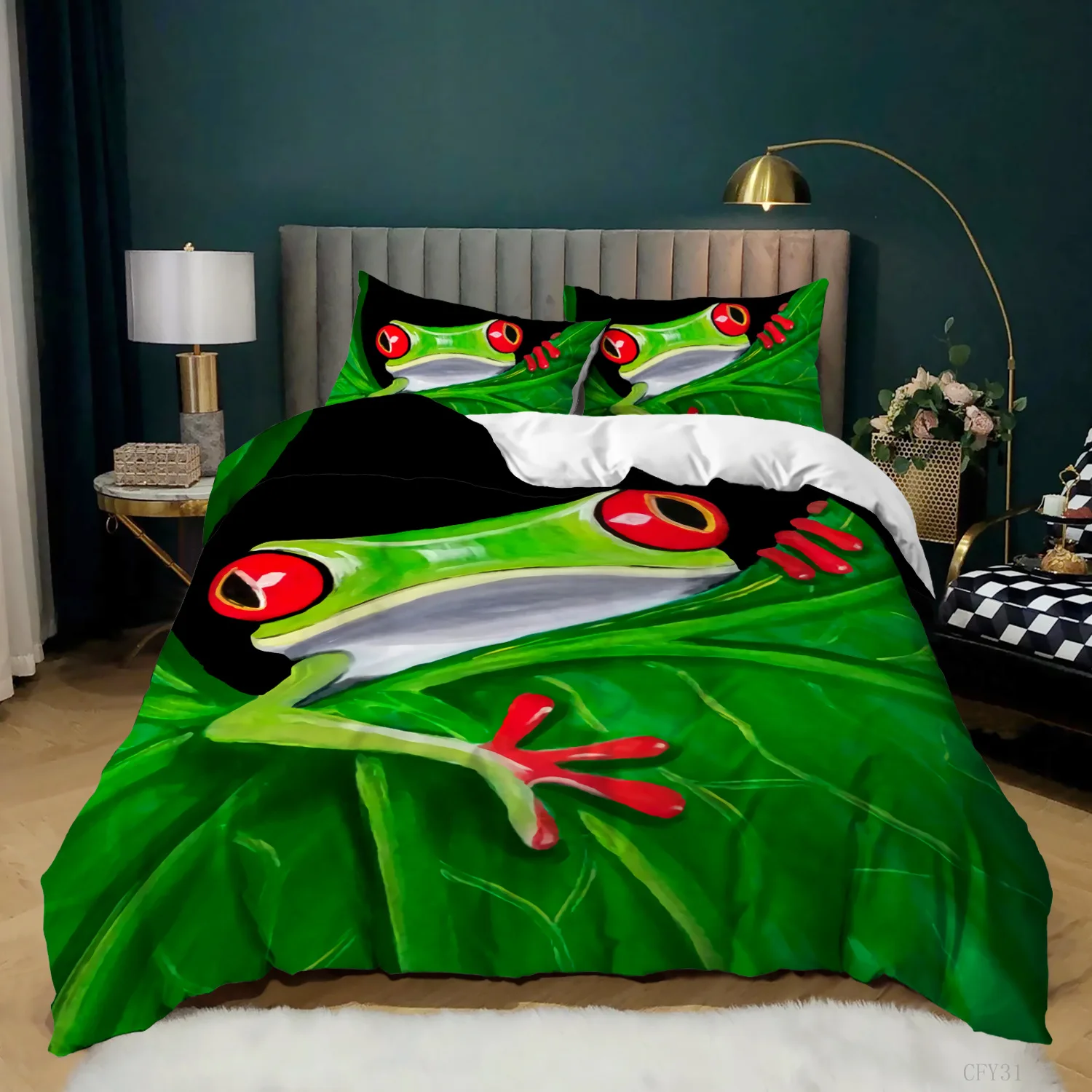 Frog Duvet Cover Set King Size - 3D Printing Quilting recension och pris