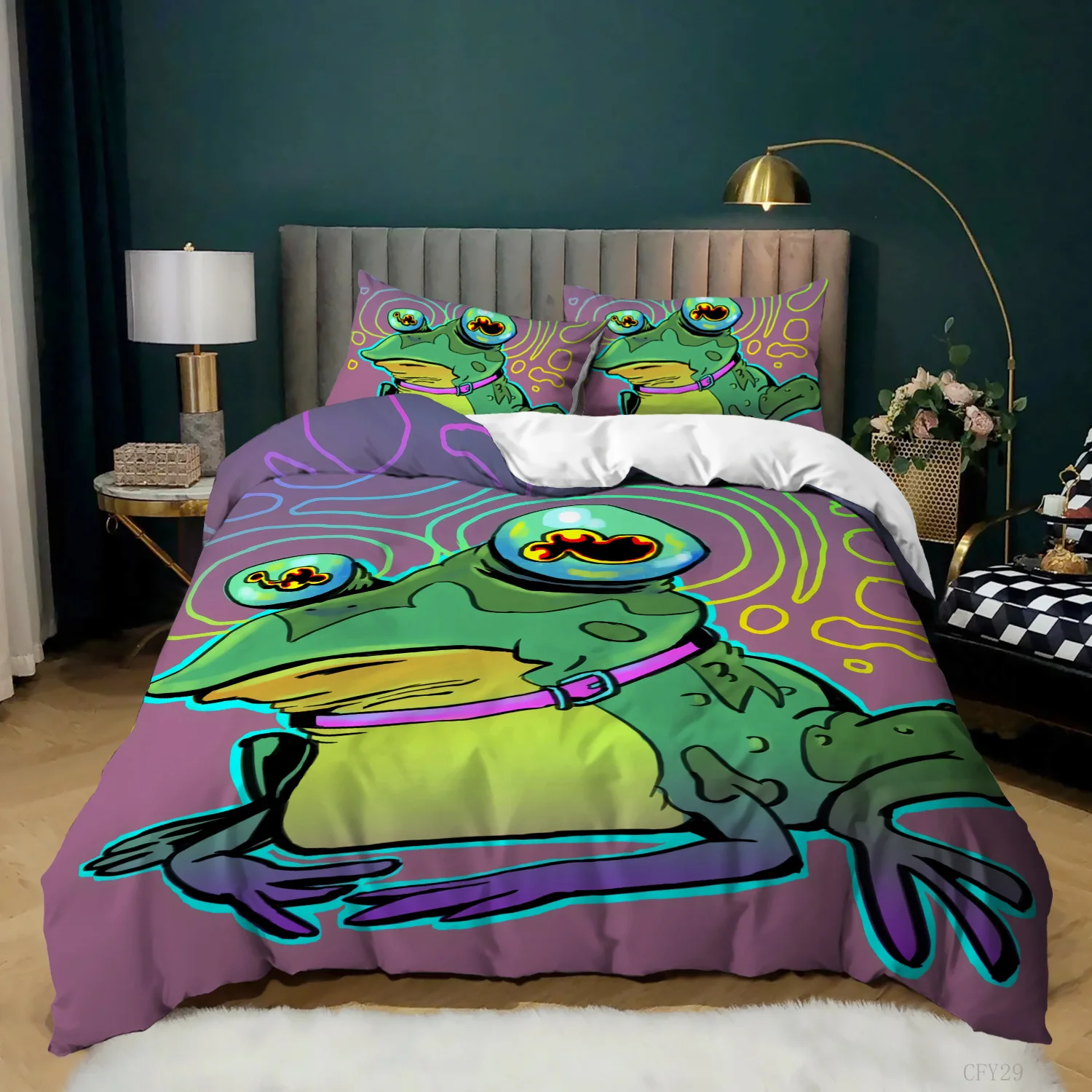Frog Duvet Cover Set King Size - 3D Printing Quilting recension och pris