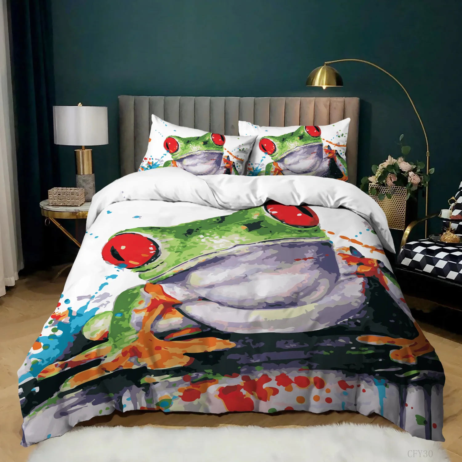 Frog Duvet Cover Set King Size - 3D Printing Quilting recension och pris