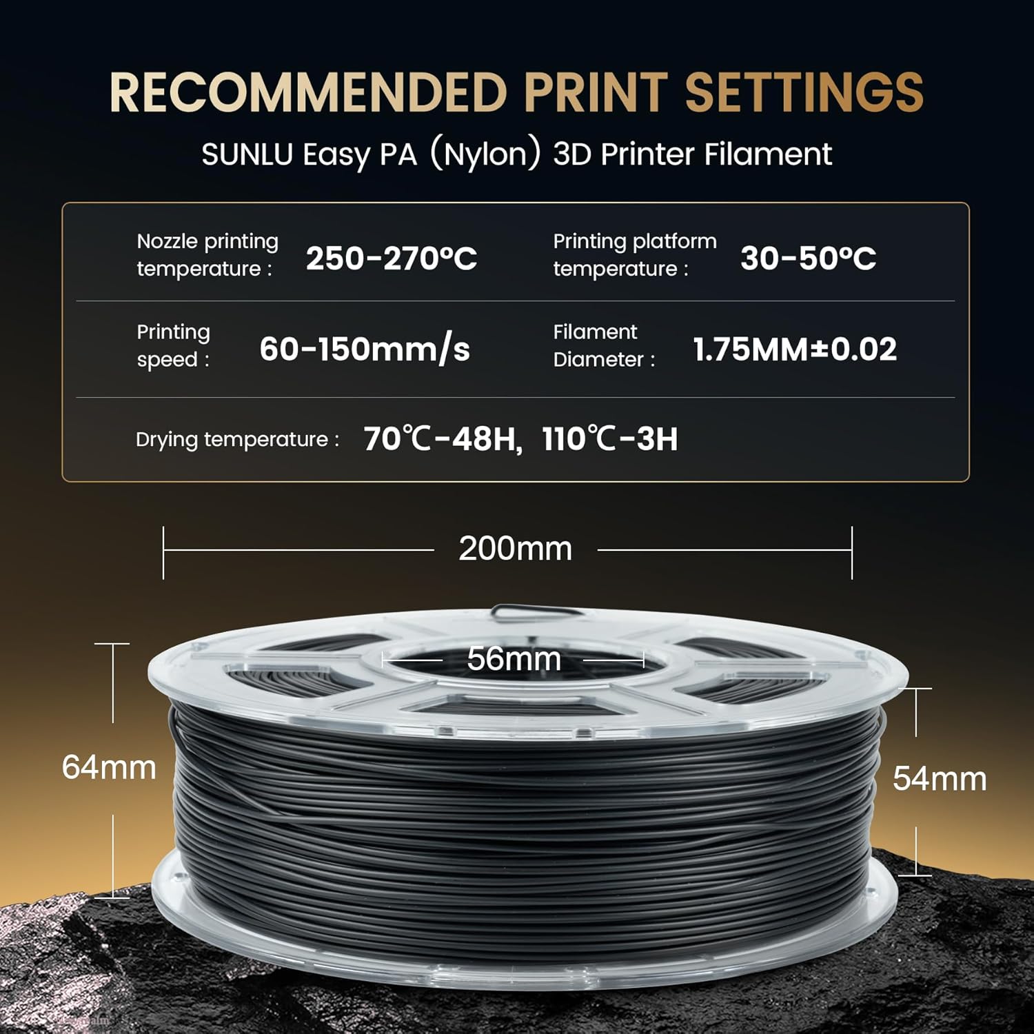 SUNLU 2KG Easy-to-Print Nylon  - 3D Printing Nylon Filament recension och pris